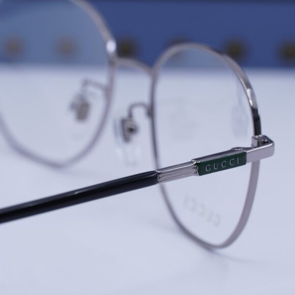 Gucci GG1352O 001 Rectangle Eyeglasses - Shiny Ruthenium/Black 53mm - Picture 7 of 12